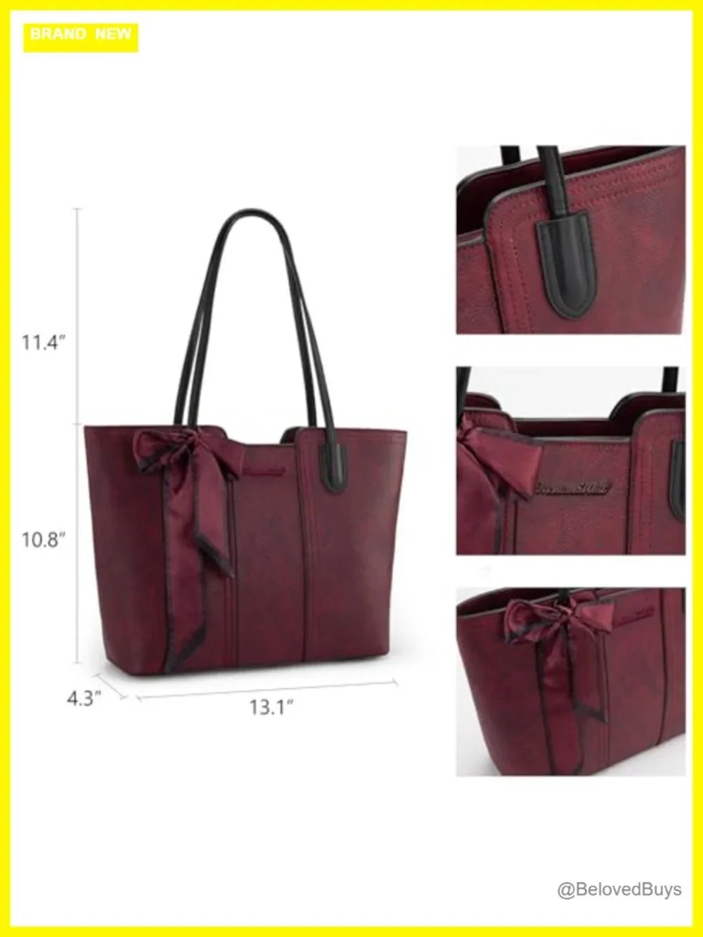 Vegan Leather Tote Bag Top Handle Satchel Purse with Scarf